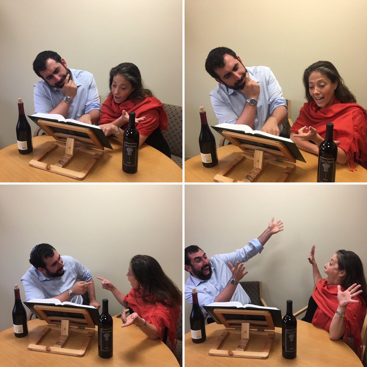 BJBEcommunity's tweet photo. BJBEhind the Scenes: Rabbi Fenster & Cantor Frost get ready for Torah on Tap, tonight at Lynfred Winery. See you there! #bjbe #torahontap https://t.co/UAMzGy2dDt