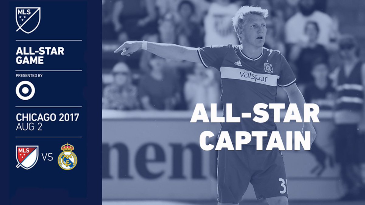 ChicagoFire's tweet photo. It had to be him!

@BSchweinsteiger will captain the #MLSAllStar squad vs. Real Madrid 💪

MORE ➡️
https://t.co/jTWaNDQH1o https://t.co/k5niMjTMb5
