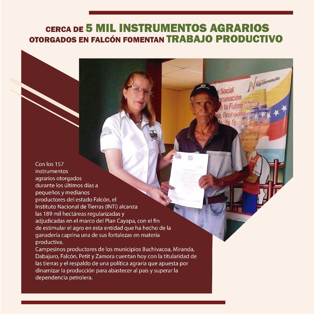 INTi_Venezuela's tweet photo. #SembrandoNoticias | Ojeé cuántos instrumentos agrarios fueron otorgados en Falcón #Edicion11 https://t.co/ndjYgCE2a6 #26Jul https://t.co/Xd1a5qnkBL
