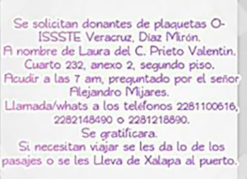 alcalorpolitico's tweet photo. #ComparteLector
Solicita donadores de sangre O- para paciente del ISSSTE Veracruz en la avenida Díaz Mirón
https://t.co/j4wt18aMD4 https://t.co/NLkbBV9XFk