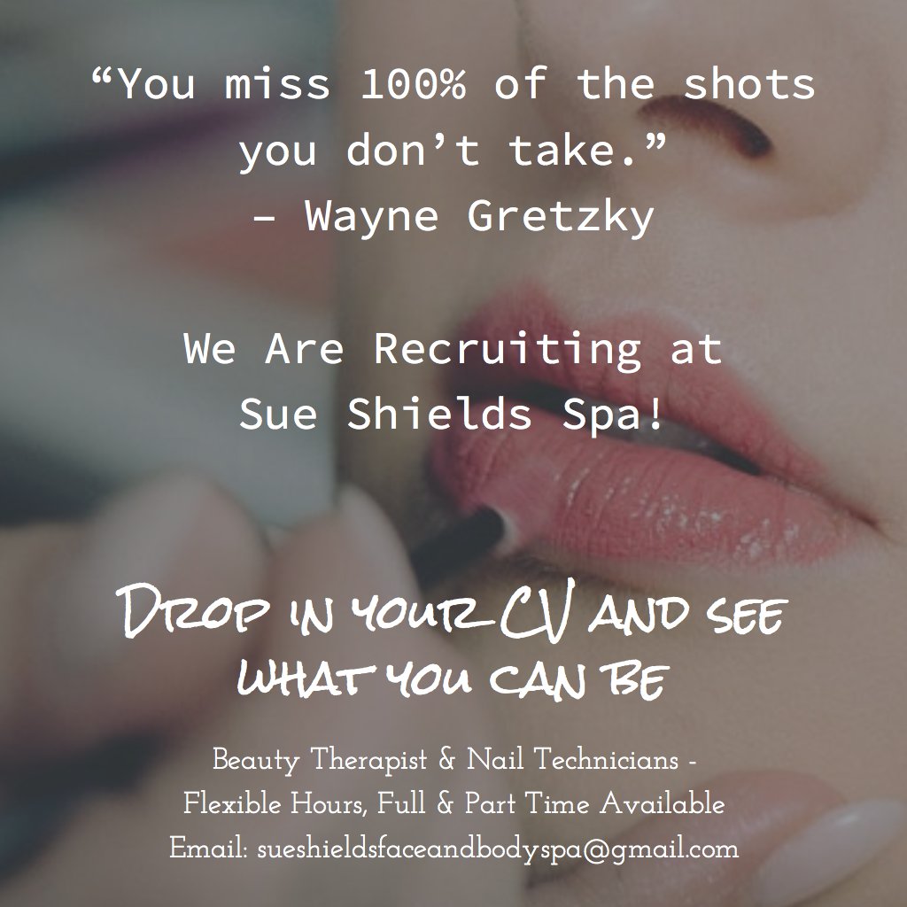 *WE ARE RECRUITING!*
Looking to hire a beauty therapist &amp; a nail technician to work in our busy #Carnforth salon
#Morecambe #Lancaster 
*RT!