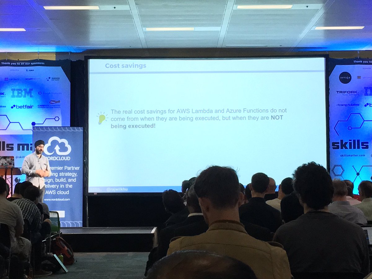 "The cost savings from Lambda comes when you are NOT running it" expertly summed up by <a href="/rajwilkhu/">Raj Singh</a> #aws cc <a href="/jeffbarr/">Jeff Barr ☁️</a>