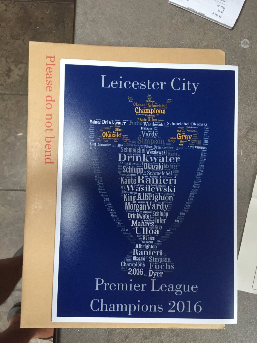 AGT79's tweet photo. Know a Leicester City fan?
I'm giving this print to a follower at 11pm.
To enter;
- RT
- Follow me
Thanks! https://t.co/twwE8qRgYS