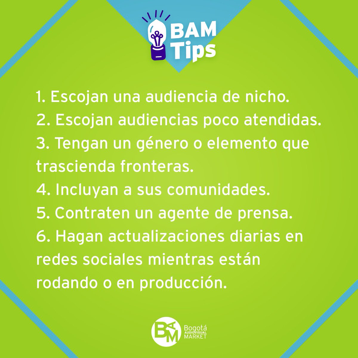 BAM_Bogota's tweet photo. ¡Pon en práctica estos #BAMTips y compártelos con tus colegas en #ModoBAM! https://t.co/d3PTMOWRS7 https://t.co/hQBjwUVNIB