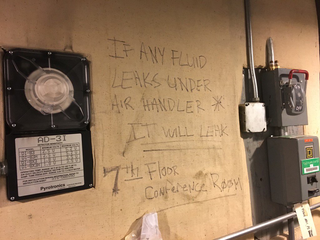 UAFHVAC's tweet photo. I love working in UAF buildings and finding warnings written on mech room walls by long-retired HVAC techs! https://t.co/Y2MhWXF9ZB