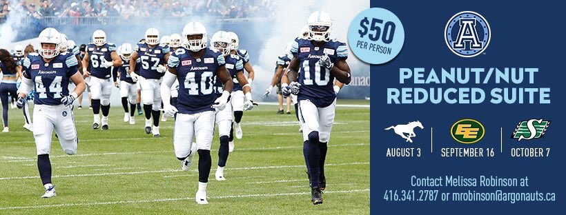 therealhook16's tweet photo. Great chance for those @TorontoArgos fans who may not be able to sit in the stands due to an allergy. #thisticket #cfl. August 3rd https://t.co/IrgdGK04hj