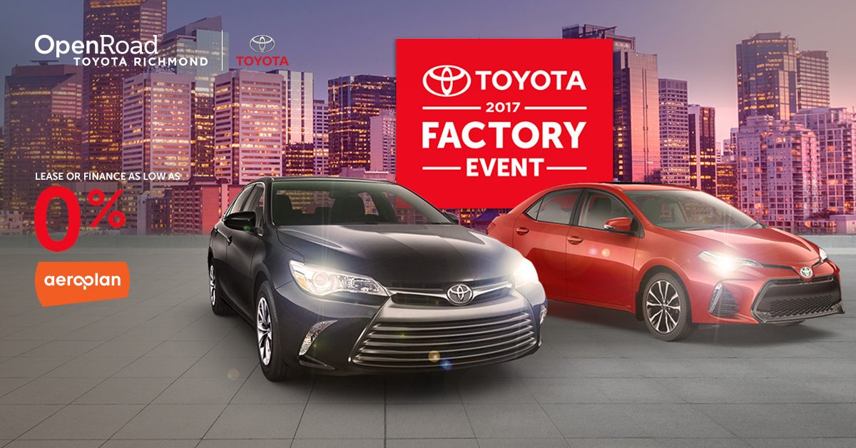 OpenRoadToyota's tweet photo. Take advantage of our best cash, lease, and finance promotions this summer. Lease or Finance as low as 0%. https://t.co/MfT3wZucpo https://t.co/gNTJLDVUPa