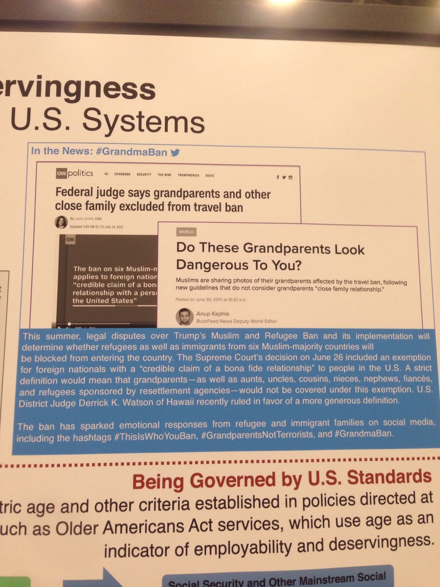 CultAnthro19's tweet photo. ICYMI #GrandmaBan is over for now but the #RefugeeBan (incl grandmas) is still in effect #IAGG2017 https://t.co/iK9z6k72xM
