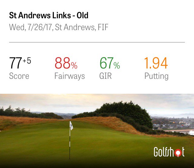 I shot a 77 at St Andrews Links using <a href="/GolfshotGPS/">Golfshot</a> shotzoom.com/rounds/958076A… #yourbestgolf