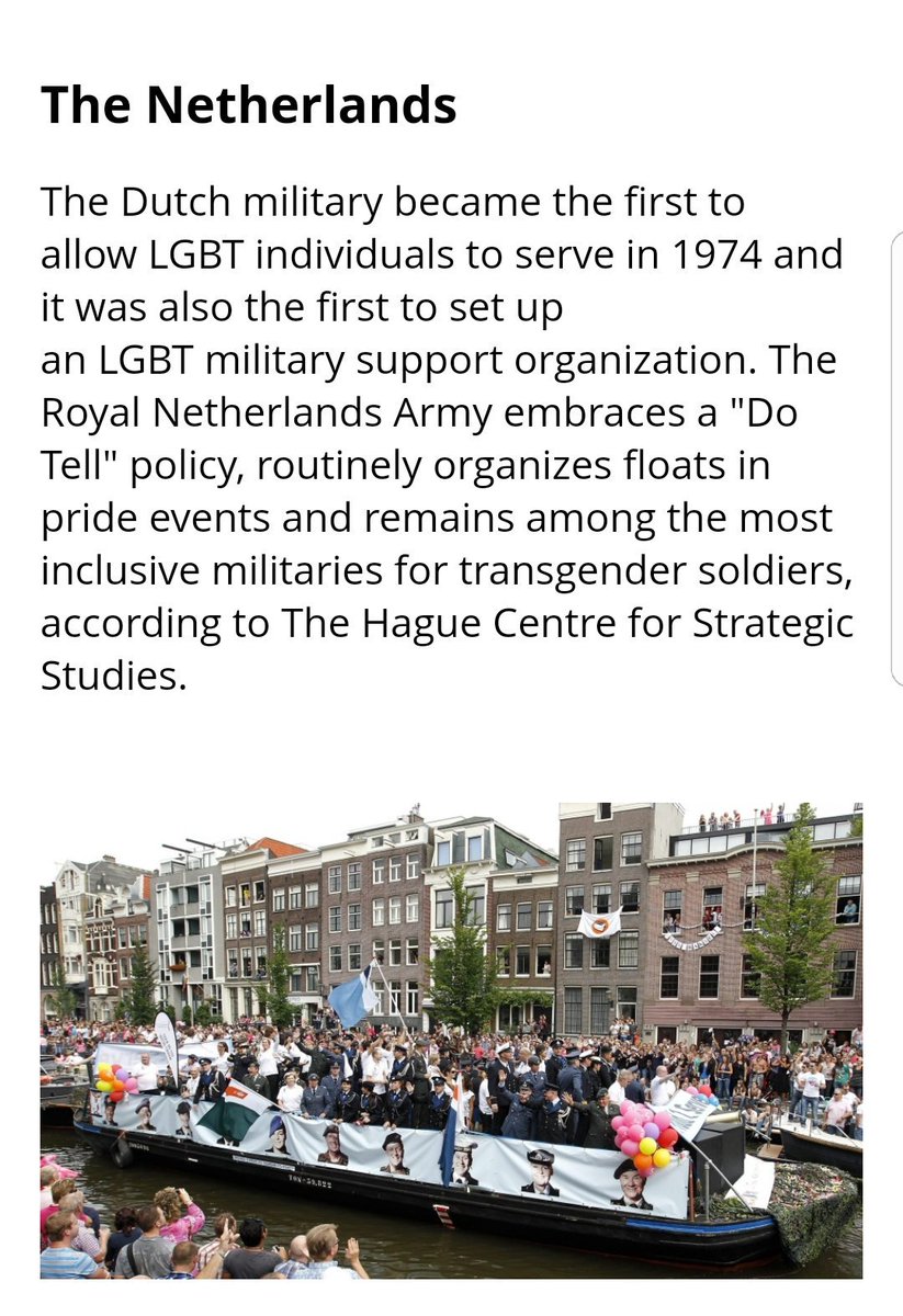 MissFarrellAJAX's tweet photo. @ThePerezHilton 
I just found out that The Dutch became the first to allow LGBT individuals to serve. 🇳🇱💖
#TransRightsAreHumanRights https://t.co/36W3cAiL9k