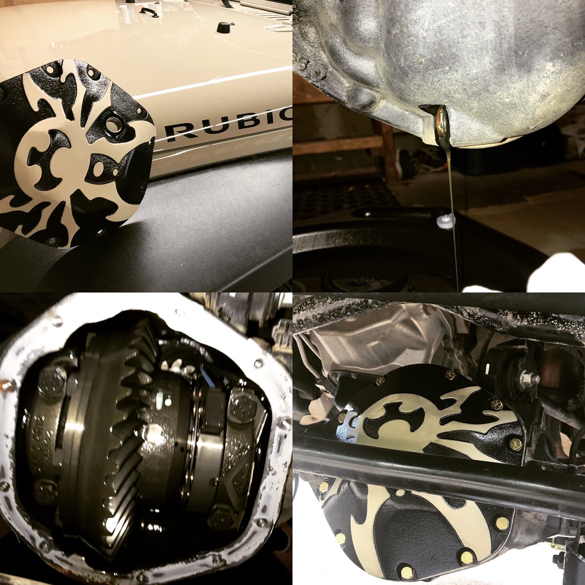 Had to replace a trail damaged diff cover.  This is about how my night went... Not a bad paint job if I do say so myself <a href="/SpyderCompound/">Poison Spyder</a>