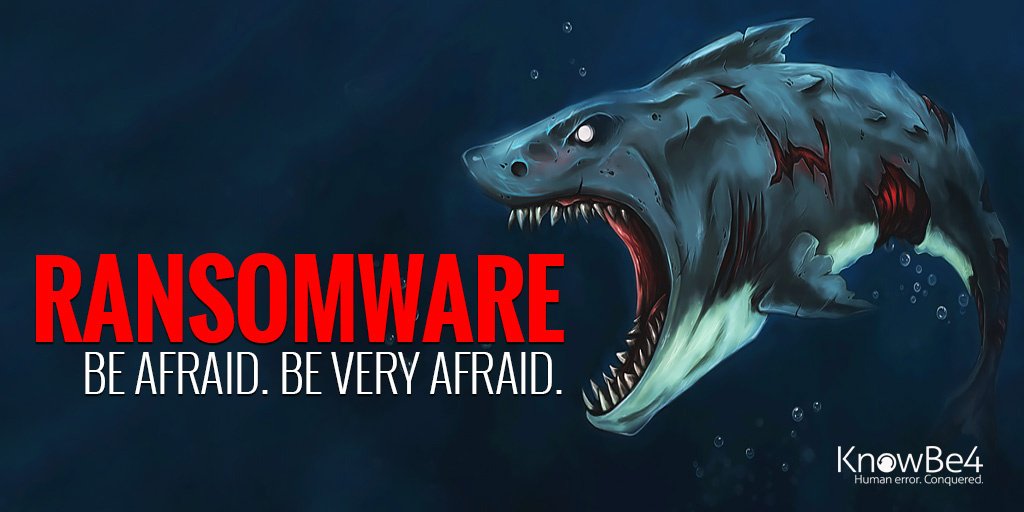 KnowBe4's tweet photo. #Ransomware seems to be lurking around every corner. Don't be the next victim! https://t.co/ilbYhJe5y9