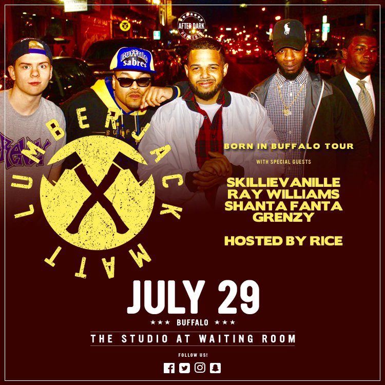 Join the Buffalo hip-hop movement - see Lumberjack Matt &amp; more 7/29 at Waiting Room (Studio). Buy tickets here: aftr.dk/2sW4LR9
