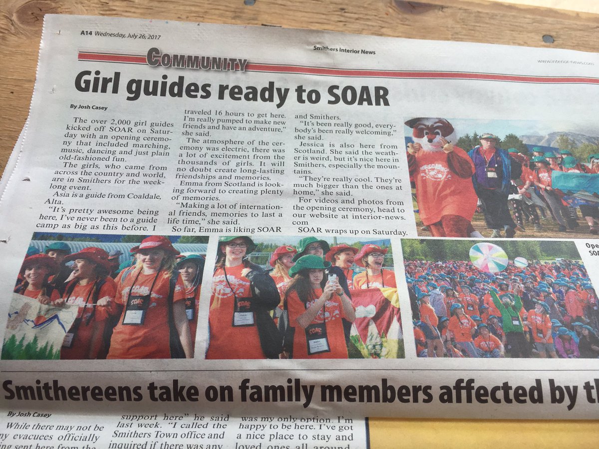 GGCSOARBC's tweet photo. We're featured in the @SmithersNews today! @BCGirlGuides @girlguidesofcan @smithersglad #soarbc https://t.co/cUhkDTaFfO