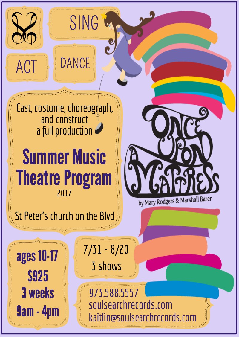 SoulSearchRec's tweet image. Our summer music theatre program Once Upon A Mattress is nearing!! Spots are filling up quick so don't forget to sign up!!