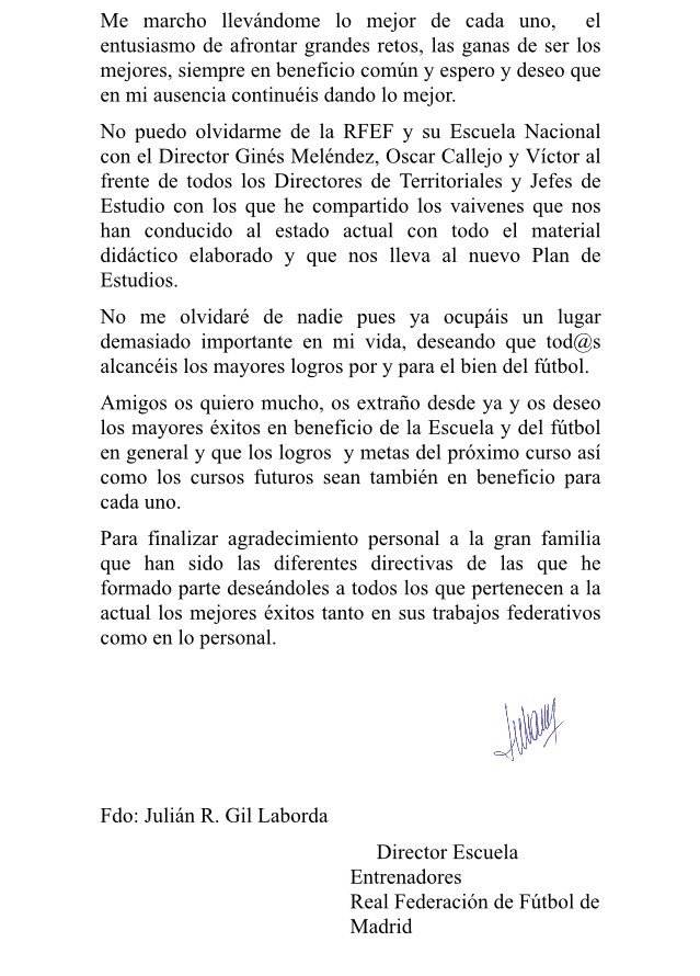 RFFM on Twitter: "📄 Carta de despedida de @JJgillaborda 