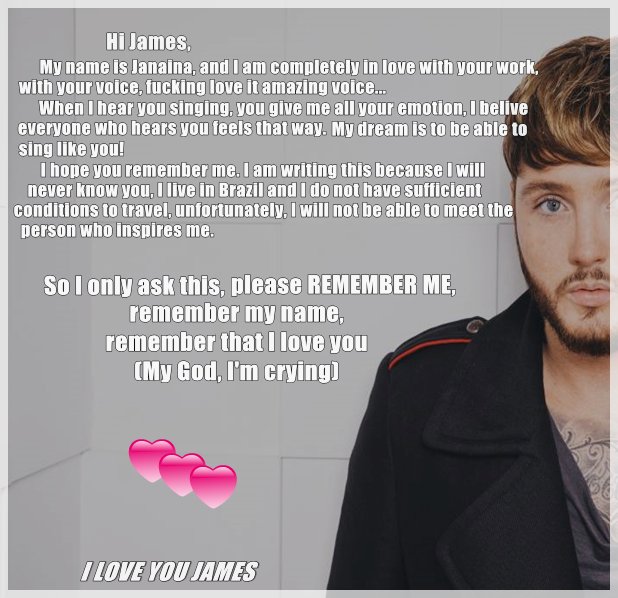 nanyfoda007's tweet photo. I'm sorry for the mistakes, I do not speak English. Please help me, so that this photo reaches him, thank you <3 #JamesArthur @JamesArthur23 https://t.co/arOgKfww75