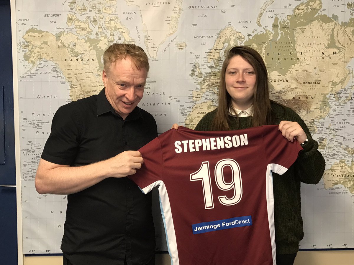 westoetravel's tweet photo. Good to catch up with @alishahenry90  from @SouthShieldsFC today at @westoetravel when she delivered the #FAVase Final shirt we sponsored https://t.co/VVjd0PRIub