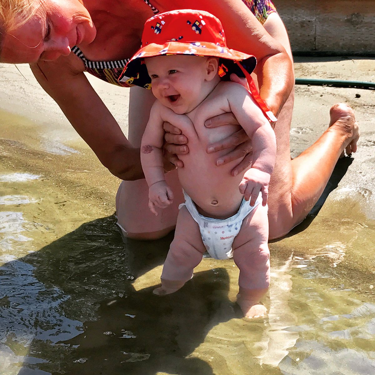 Enjoying the lake life!  #beachbum #1stdip