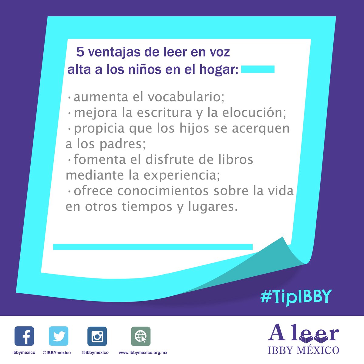Hoy les damos 5 buenas razones para practicar la lectura en voz alta en sus hogares. #TipIBBY