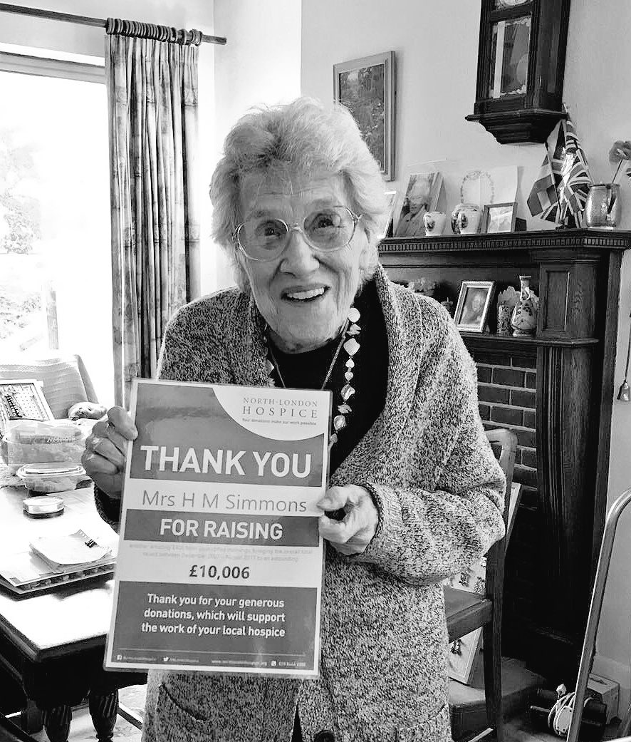 simonlandi's tweet photo. Can you believe this? My 91 year old aunt has raised over £10,000 for her local hospice! @hospiceuk @NLondonHospice #SuperStar #amazinglady https://t.co/XWENtHEiCP