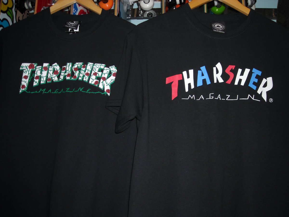 stevesboardshop's tweet photo. Just in! #Thrashertees #Rosestee #Knockofftee #popularskatewear #Thrasher #ThrasherSkateboardMagazine #skateboarding #WOW #anoraks #Tharsher https://t.co/3XPodOA7vj