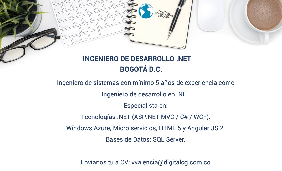 Digital_Cg's tweet photo. #Vacante #TrabajoSiHay #Bogotá #ASPNET #developer https://t.co/IeLtGSErop