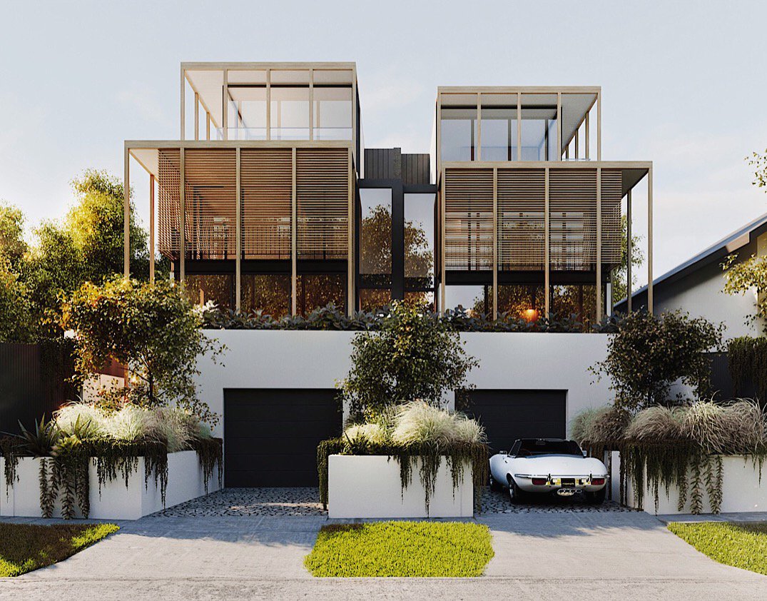 5Canons's tweet photo. Dual occupancy wrapped in a timber lattice facade. Randwick NSW. https://t.co/Q8yZzXtqVG