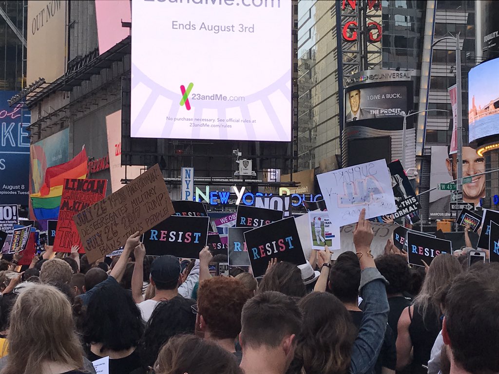 Astoria is only 20 minutes from Times Square. We're here at the Trans Rally to send a message to Trump! #TransRightsAreHumanRights #nyc