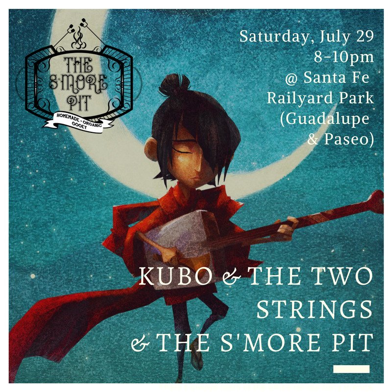 Saturday:  Come watch #kubo and eat an #Organic #smore at the Santa Fe Railyard Park.  Gooey and really, really magical. <a href="/santaferailyard/">Santa Fe Railyard</a>