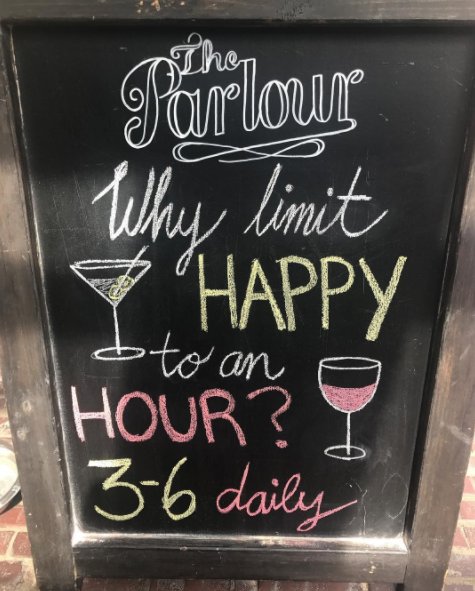 FreshTAP's tweet image. Now, this is a motto we can live by. @parlouryaletown keeps things extra happy over Happy Hour with #WineonTap at $1/oz. #WineWednesdays