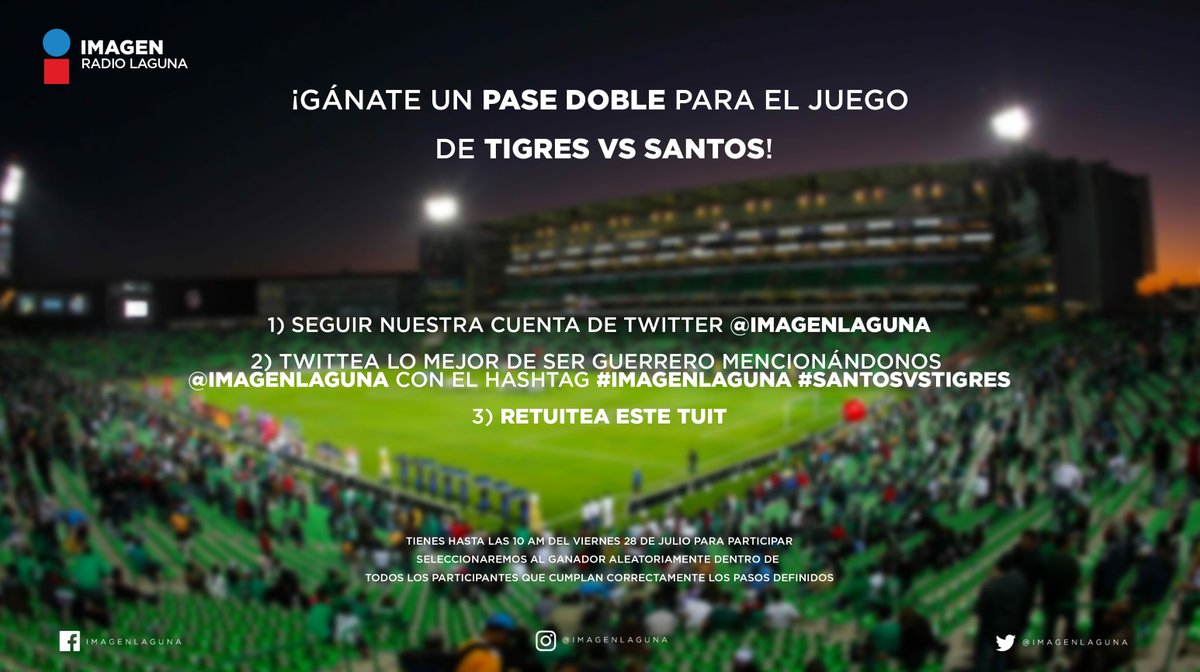 Imagenlaguna's tweet photo. Gánate un pase doble para el primer juego local del Santos y vive toda la emoción del fútbol con Imagen Laguna.⚽️😎💚 
Sigue las bases: https://t.co/o8cHEcHWWs