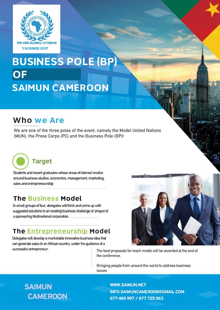 CAMERI_MUN's tweet photo. @SAIMUN_CAMEROON invites Students and recent graduates of economics, business, management,$ entrepreneurship to apply https://t.co/SUTzaefbLQ