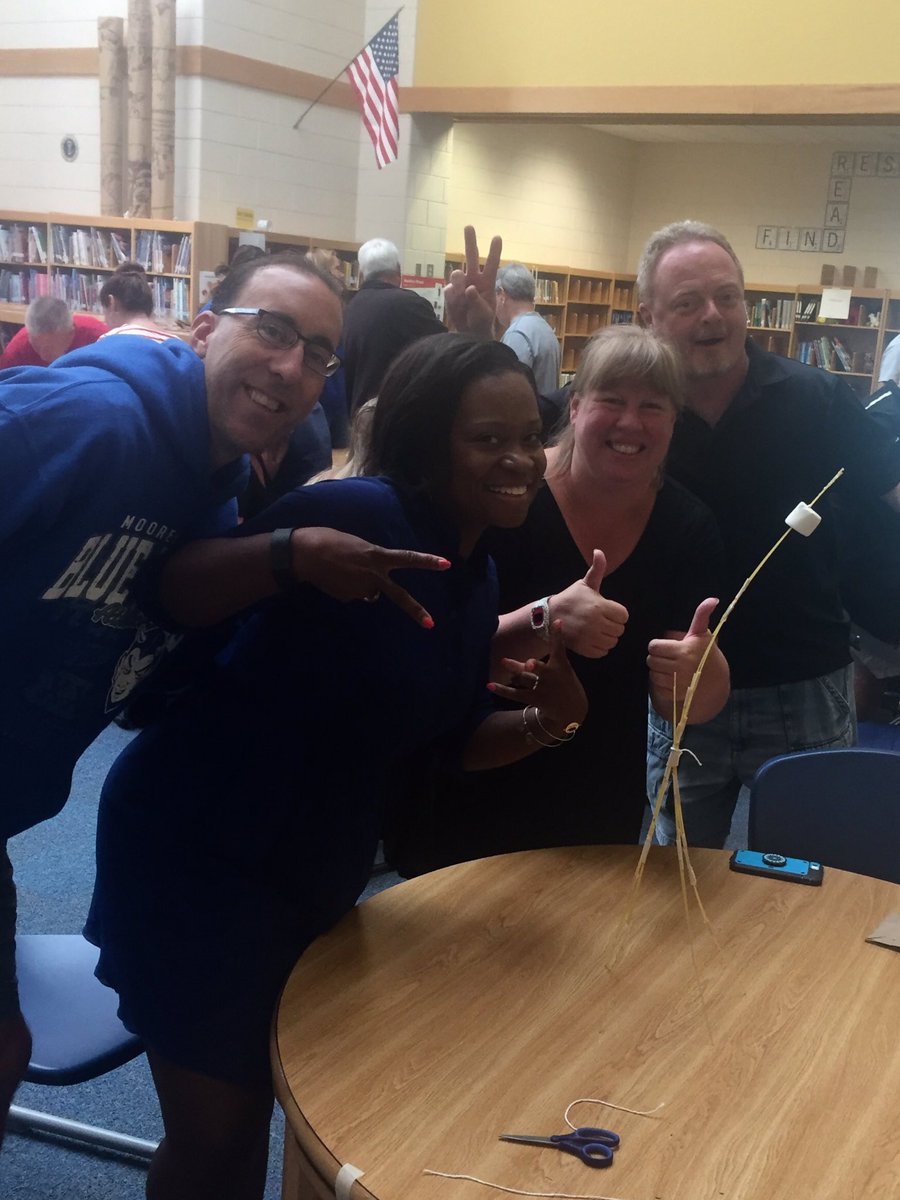PapaLandis's tweet photo. We won the Marshmallow challenge! Love my MHS teammates! #MPowerEd #mgsd17 https://t.co/usuGQQpHvN