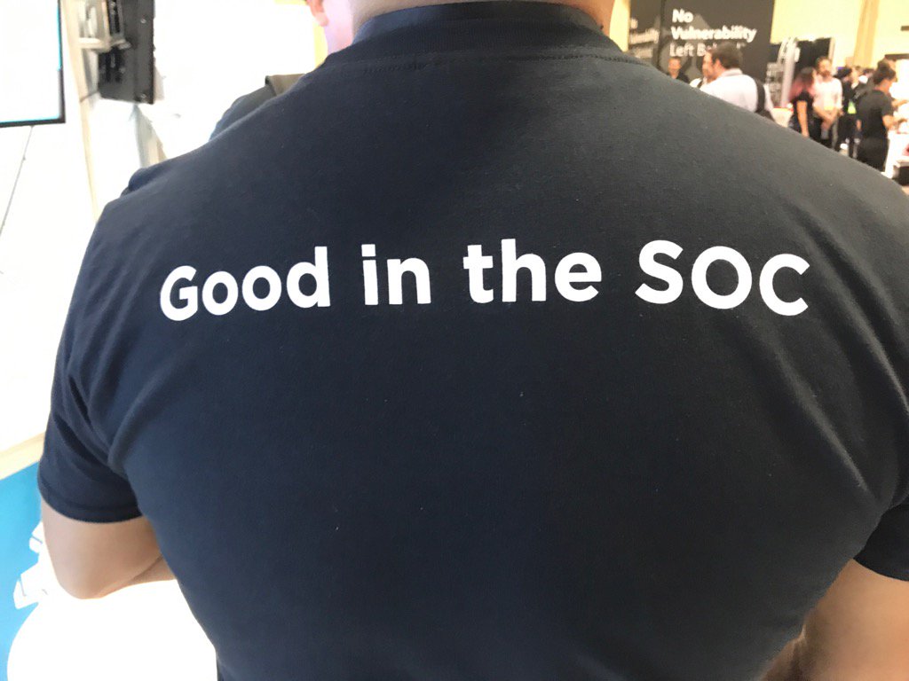 DomainTools's tweet photo. Do you have your #GoodInTheSOC shirt yet? Come on by - booth 160. #BHUSA https://t.co/0Ghl7XeFGi