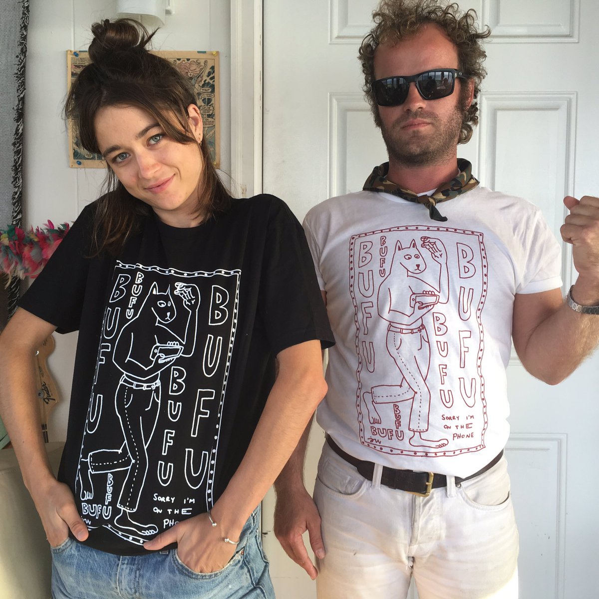 New BUFU 'Sorry I'm On The Phone' shirts are now here! Illustrated by <a href="/JuanWauters/">Juan Wauters</a>