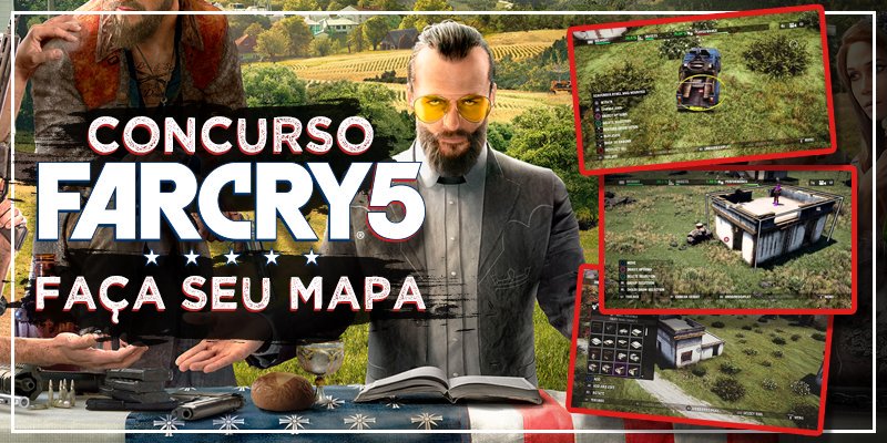 UbisoftBrasil's tweet photo. Tá rolando um concurso pra ganhar kits EXCLUSIVOS de #FarCry5! 😉 Participe do Map Jam de Hope Country 👉 https://t.co/tB5xa8iOHF https://t.co/liot4UVk2z