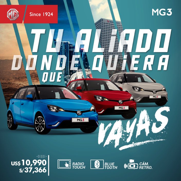 Si buscas un aliado, MG es para ti😎
Elige tu MG3 y dale click aquí: goo.gl/Y2uJgo
T.C. Referencial 3.4