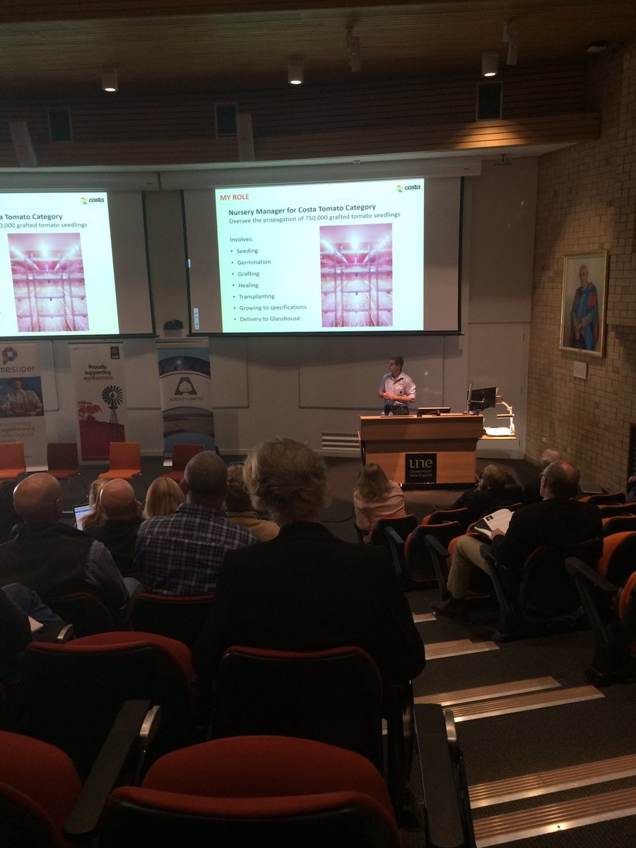 UNE BRSc Graduate Jack Mooney from #COSTA talking about "how we plan to grow and where tech. is taking us" #ruralfocus17