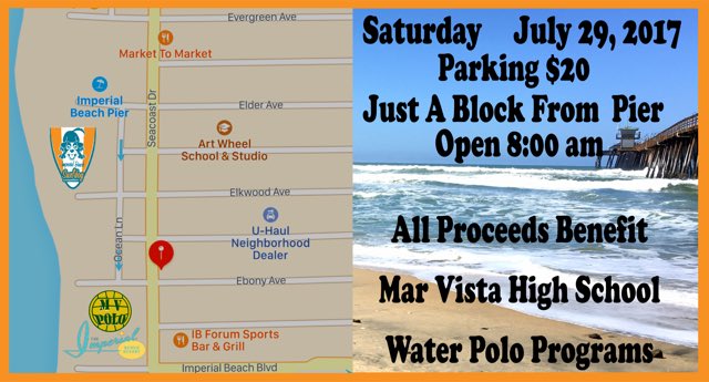 mvhpolo's tweet photo. Coming to #ImperialBeach for Annual SurfDog Competition? Park right next to the action!
#fundraiser @SurfDogEvents @UnleashedPetco #surfing https://t.co/ifFF9jMuPg