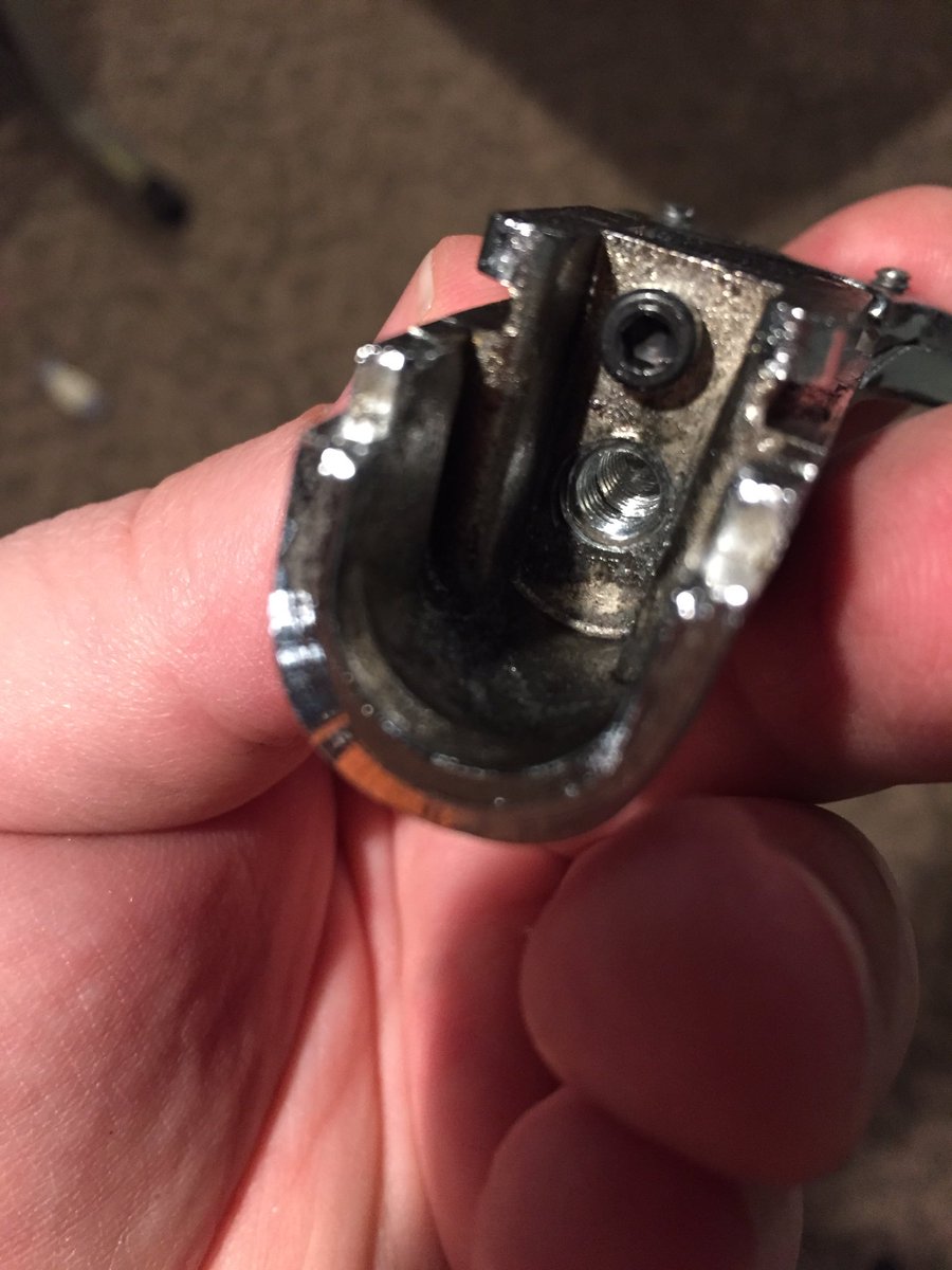 TheDrumReaper's tweet photo. Vintage @Gretsch_Drums repair. The threads pulled out and were useless. Can't tell now though! #vintage #drum #repair #RepThe Reaper https://t.co/wT6h2lCoPy