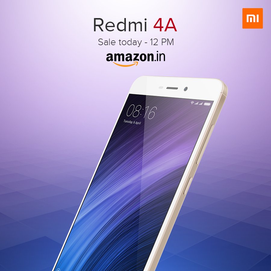 RedmiIndia's tweet photo. Don't forget to grab the Redmi 4A this noon exclusively on @amazonIN #PowerToEveryone https://t.co/bq5L85Uxzx
