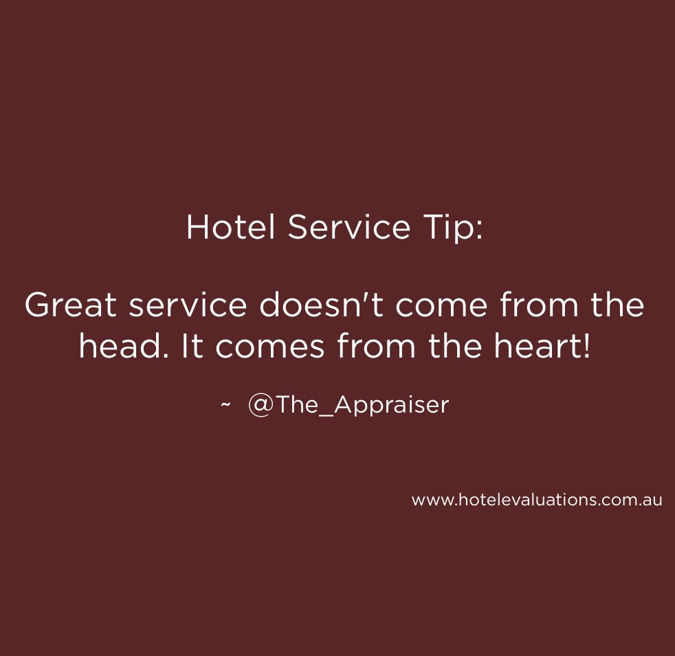 The_Appraiser's tweet photo. #HotelServiceTip: Great service doesn't come from the head. It comes from the heart.
#Hotels  #Hoteliers #CustServ #Service https://t.co/RqGbbnbElM
