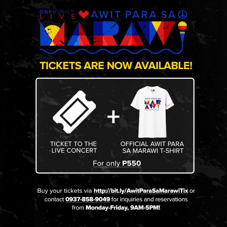 OneMusicPH's tweet photo. Get your tickets now to #OneMusicParaSaMarawi Benefit Concert this August 6, 2017, 6PM. For more info, visit https://t.co/g5r8ixG3XV https://t.co/WRU1jiiw9f