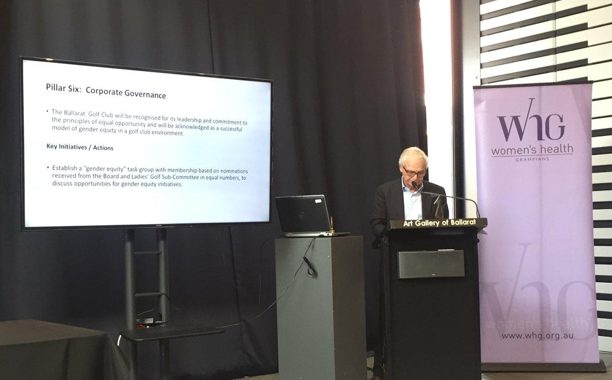 BGCLSVic's tweet photo. Listening to Greg Anders speak about the fantastic gender equality changes to Ballarat Golf Club @WHGrampians #corealliance https://t.co/9g13O7Wwdm