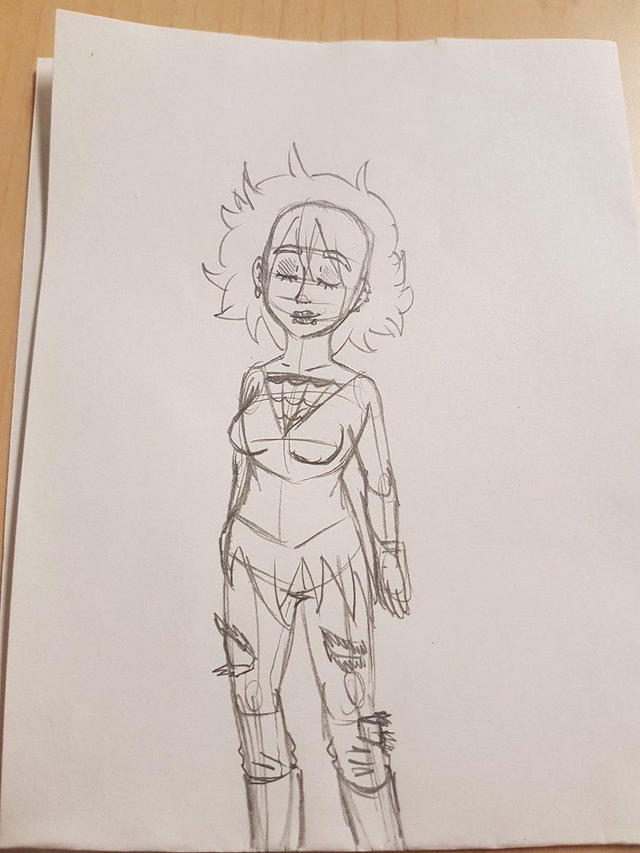 JacobSynth's tweet photo. Quick on break goth girl. #myart #sketch #practice #gothgirl #goth #female #tornpants #onbreak #doodle https://t.co/JAuY5GJn3L