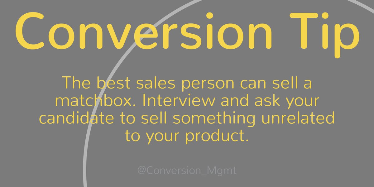 Conversion_Mgmt's tweet photo. #Conversion Tip. Recruiting the best possible #sales force is crucial. From here, conversions are limitless #conversionmanagement https://t.co/p4fIRyaNsz