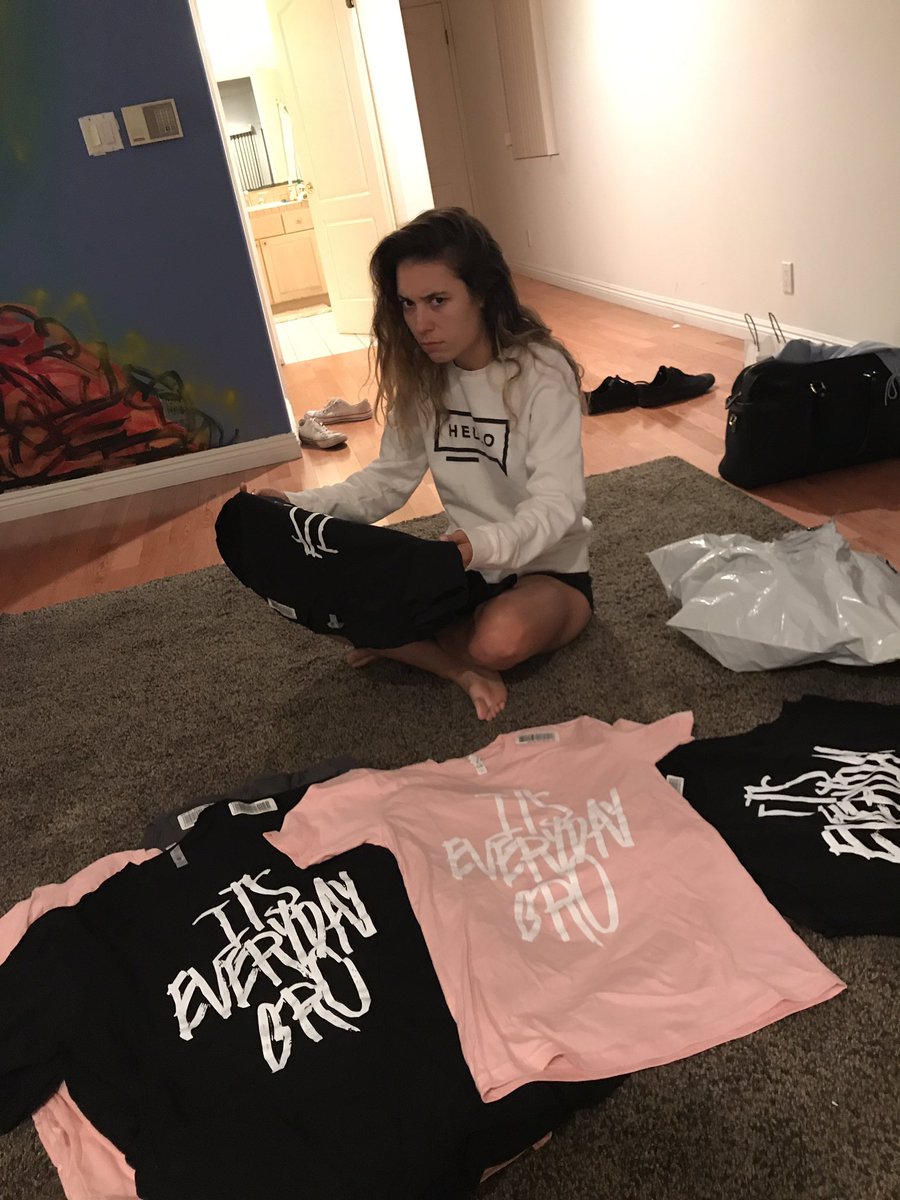 ImNotScottySire's tweet photo. surprised kristen with her own merch last night, she was stoked! https://t.co/yJlCoUuCrO