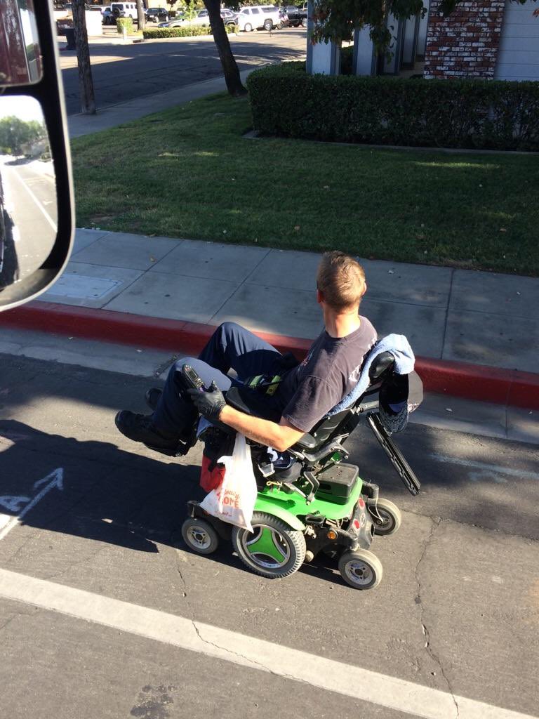 VisaliaFire's tweet photo. VFD Truck personnel returned a motorized wheelchair to a patient in the hospital after he sustained minor injuires at Conyer and Center. https://t.co/JOxQMRrJLU