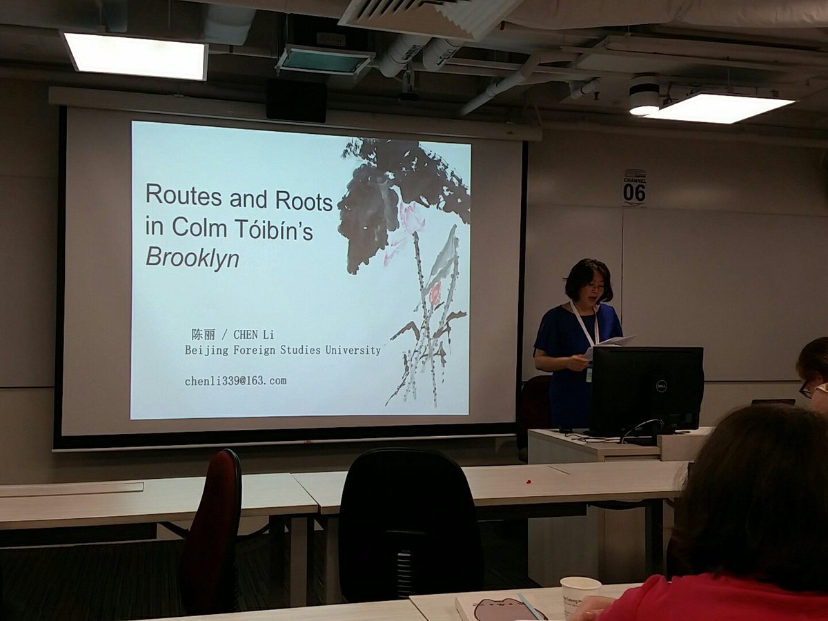 drtinamorin's tweet photo. Chen Li on Colm Tóibin's Brooklyn: what's new about contemporary Irish emigration fiction? #IASIL2017 https://t.co/oDP1GP8plu